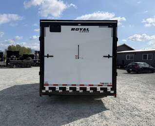 Thumbnail Photo of 2026 Royal 8.5x16 V Nose Cargo Enclosed Trailer Camping Package White w/ Blackout Pkg, Insulated, Ramp Door, White Walls, 2x Windows & More!