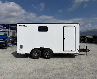 Thumbnail Photo of 2026 Royal 8.5x16 V Nose Cargo Enclosed Trailer Camping Package White w/ Blackout Pkg, Insulated, Ramp Door, White Walls, 2x Windows & More!