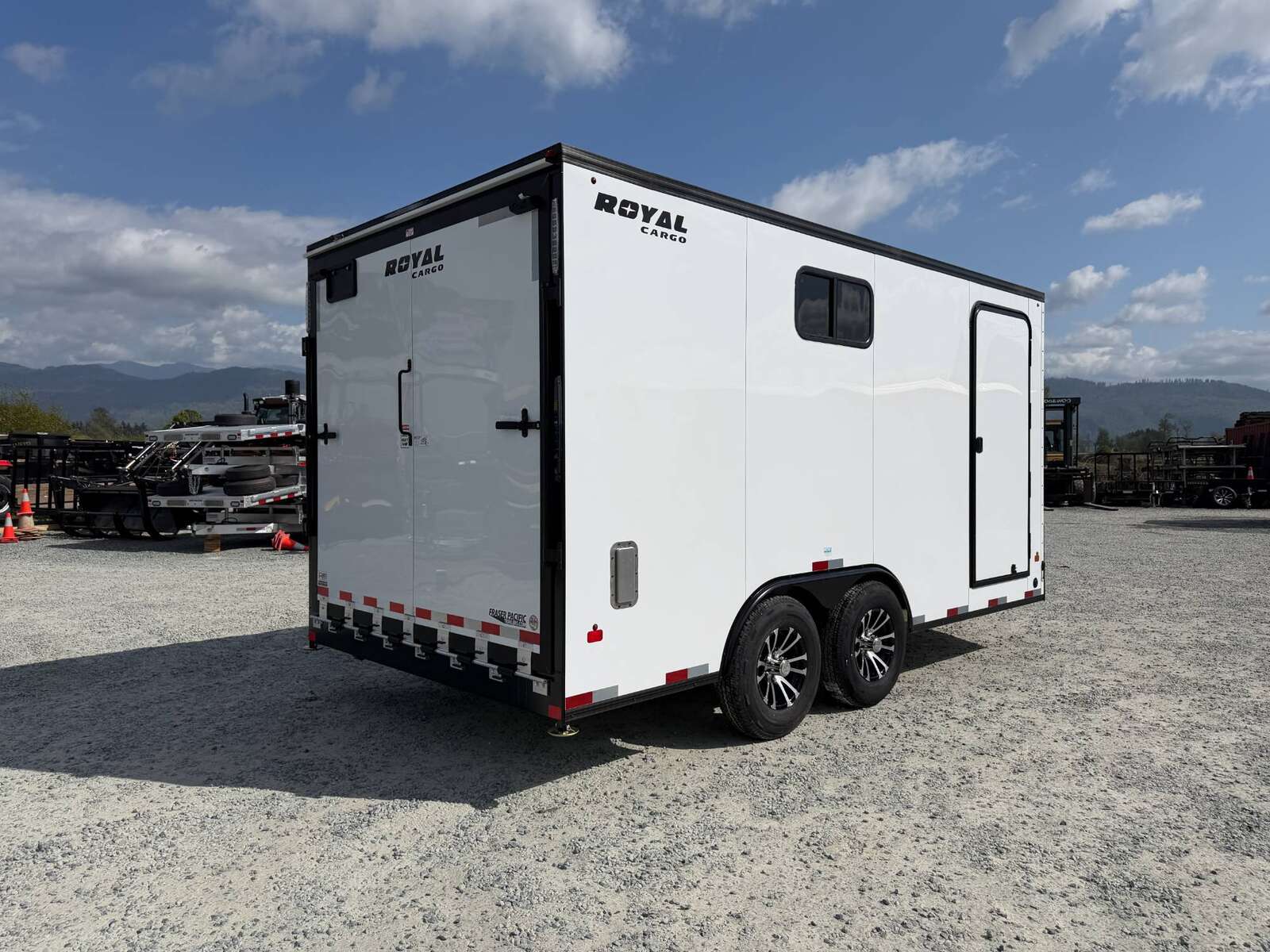 Photo of 2026 Royal 8.5x16 V Nose Cargo Enclosed Trailer Camping Package White w/ Blackout Pkg, Insulated, Ramp Door, White Walls, 2x Windows & More!