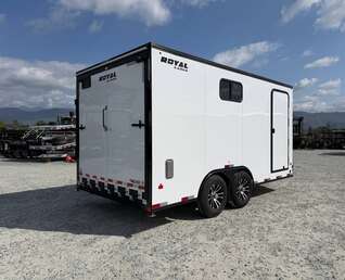 Thumbnail Photo of 2026 Royal 8.5x16 V Nose Cargo Enclosed Trailer Camping Package White w/ Blackout Pkg, Insulated, Ramp Door, White Walls, 2x Windows & More!