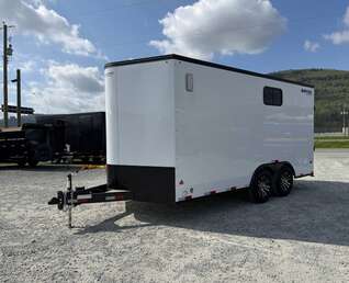 Thumbnail Photo of 2026 Royal 8.5x16 V Nose Cargo Enclosed Trailer Camping Package White w/ Blackout Pkg, Insulated, Ramp Door, White Walls, 2x Windows & More!