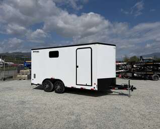 Thumbnail Photo of 2026 Royal 8.5x16 V Nose Cargo Enclosed Trailer Camping Package White w/ Blackout Pkg, Insulated, Ramp Door, White Walls, 2x Windows & More!