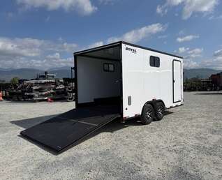 Thumbnail Photo of 2026 Royal 8.5x16 V Nose Cargo Enclosed Trailer Camping Package White w/ Blackout Pkg, Insulated, Ramp Door, White Walls, 2x Windows & More!