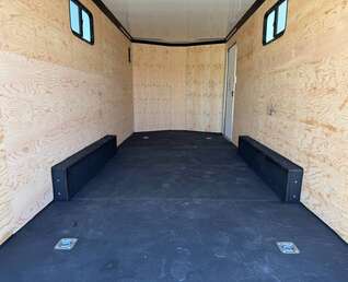 Thumbnail Photo of 2026 Royal 7.5x18 Cargo Enclosed Trailer Insulated Camping Package w/ Black Trim, Side Windows, Ramp Door, Charcoal Grey