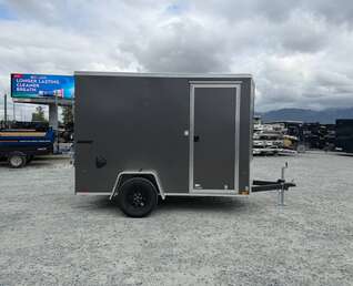 Thumbnail Photo of 2026 Impact Quake 6x10 V Nose Cargo / Enclosed Trailer Charcoal Grey Ramp Door Extra Height 2990lb GVW