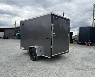 Thumbnail Photo of 2026 Impact Quake 6x10 V Nose Cargo / Enclosed Trailer Charcoal Grey Ramp Door Extra Height 2990lb GVW
