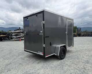 Thumbnail Photo of 2026 Impact Quake 6x10 V Nose Cargo / Enclosed Trailer Charcoal Grey Ramp Door Extra Height 2990lb GVW
