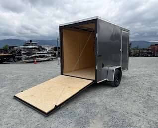 Thumbnail Photo of 2026 Impact Quake 6x10 V Nose Cargo / Enclosed Trailer Charcoal Grey Ramp Door Extra Height 2990lb GVW