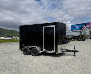 Thumbnail Photo of 2026 Impact Quake 7x12 Cargo Enclosed Trailer Tandem Axle 7000lb GVW Black Extra Height w/ Ramp Door