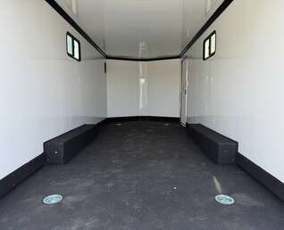 Thumbnail Photo of 2026 Royal 8.5x20 V Nose Cargo Enclosed Trailer Camping Package Charcoal Grey w/ Blackout Pkg, Insulated, Ramp Door, White Walls, 2x Windows & More!