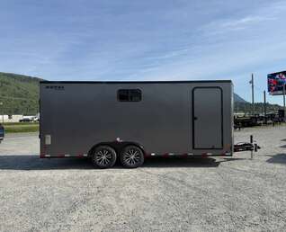 Thumbnail Photo of 2026 Royal 8.5x20 V Nose Cargo Enclosed Trailer Camping Package Charcoal Grey w/ Blackout Pkg, Insulated, Ramp Door, White Walls, 2x Windows & More!