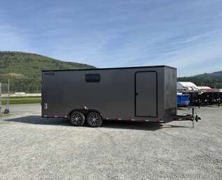 Thumbnail Photo of 2026 Royal 8.5x20 V Nose Cargo Enclosed Trailer Camping Package Charcoal Grey w/ Blackout Pkg, Insulated, Ramp Door, White Walls, 2x Windows & More!
