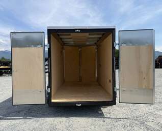 Thumbnail Photo of 2026 Impact Quake 6x10 V Nose Cargo / Enclosed Trailer Black Barn Doors Extra Height 2990lb GVW