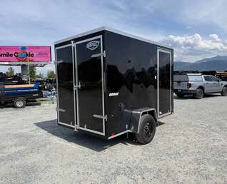 Thumbnail Photo of 2026 Impact Quake 6x10 V Nose Cargo / Enclosed Trailer Black Barn Doors Extra Height 2990lb GVW