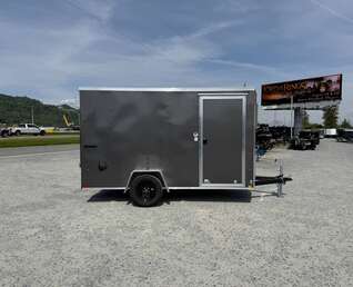 Thumbnail Photo of 2026 Impact Quake 6x12 V Nose Cargo / Enclosed Trailer Charcoal Grey Ramp Door Extra Height 2990lb GVW