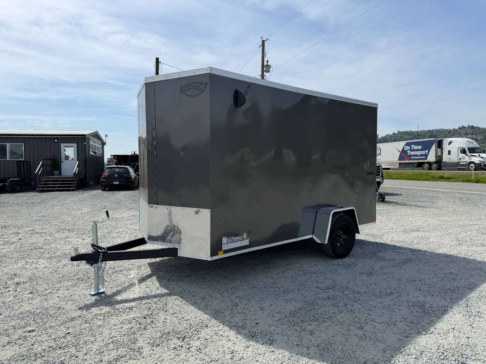 Photo of 2026 Impact Quake 6x12 V Nose Cargo / Enclosed Trailer Charcoal Grey Ramp Door Extra Height 2990lb GVW