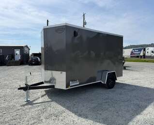 Thumbnail Photo of 2026 Impact Quake 6x12 V Nose Cargo / Enclosed Trailer Charcoal Grey Ramp Door Extra Height 2990lb GVW
