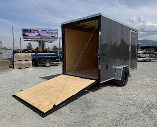 Thumbnail Photo of 2026 Impact Quake 6x12 V Nose Cargo / Enclosed Trailer Charcoal Grey Ramp Door Extra Height 2990lb GVW