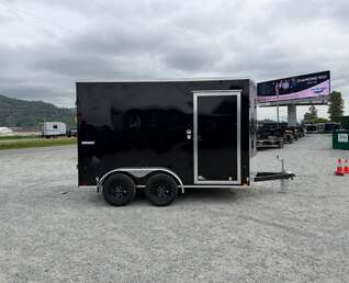 Thumbnail Photo of 2026 Impact Quake 7x12 Cargo Enclosed Trailer Tandem Axle 7000lb GVW Black Extra Height w/ Barn Doors