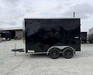 Thumbnail Photo of 2026 Impact Quake 7x12 Cargo Enclosed Trailer Tandem Axle 7000lb GVW Black Extra Height w/ Barn Doors