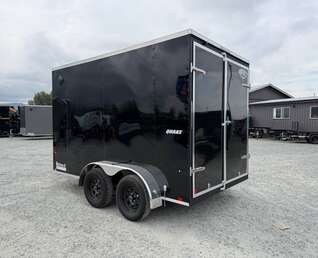 Thumbnail Photo of 2026 Impact Quake 7x12 Cargo Enclosed Trailer Tandem Axle 7000lb GVW Black Extra Height w/ Barn Doors