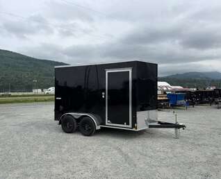 Thumbnail Photo of 2026 Impact Quake 7x12 Cargo Enclosed Trailer Tandem Axle 7000lb GVW Black Extra Height w/ Barn Doors