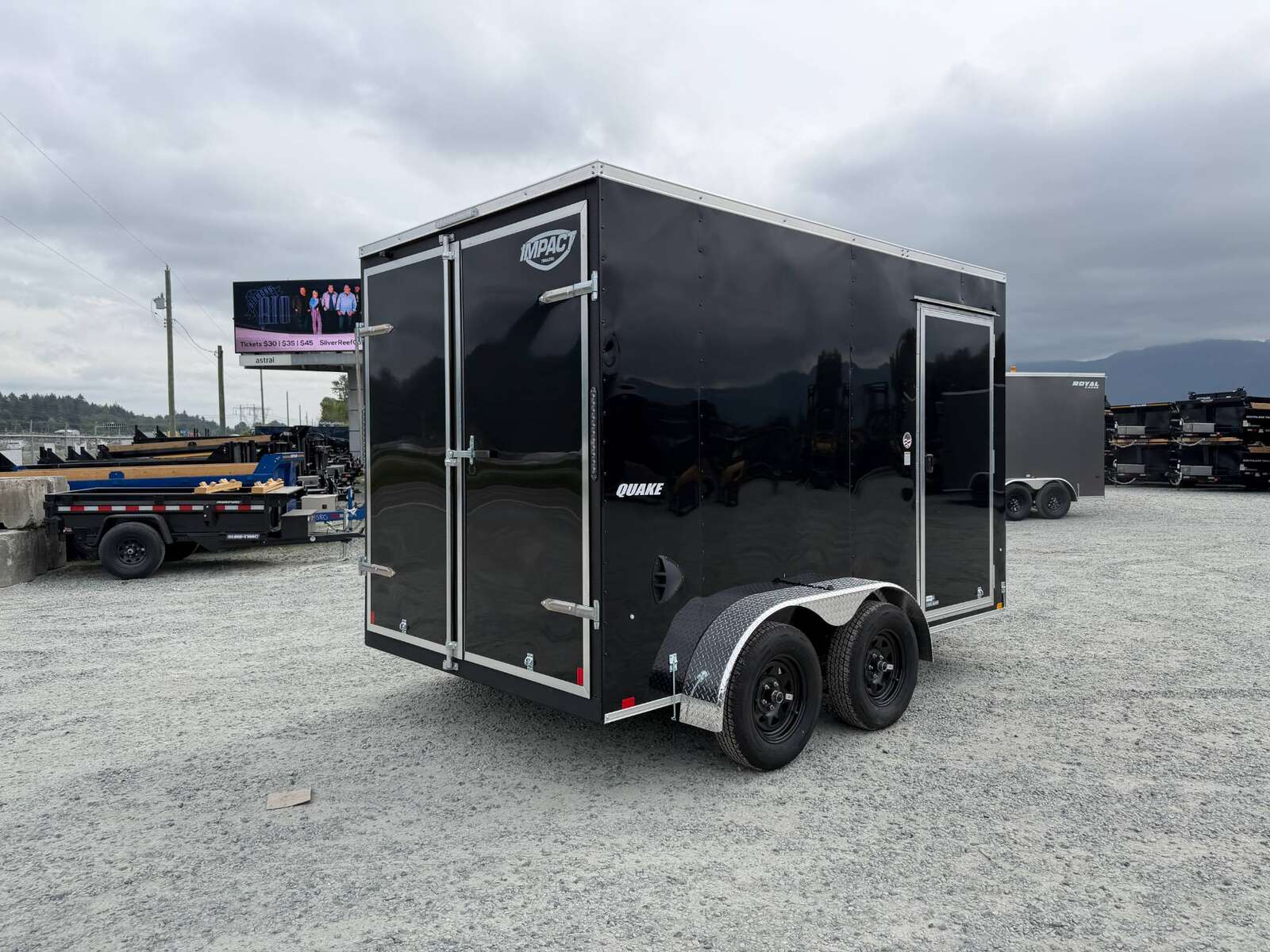 Photo of 2026 Impact Quake 7x12 Cargo Enclosed Trailer Tandem Axle 7000lb GVW Black Extra Height w/ Barn Doors