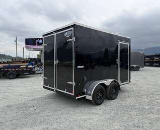 Thumbnail Photo of 2026 Impact Quake 7x12 Cargo Enclosed Trailer Tandem Axle 7000lb GVW Black Extra Height w/ Barn Doors