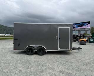 Thumbnail Photo of 2026 Impact Quake 7X16 V-Nose Ramp Door Cargo / Enclosed Trailer Extra Height Charcoal Grey 7000lb GVW
