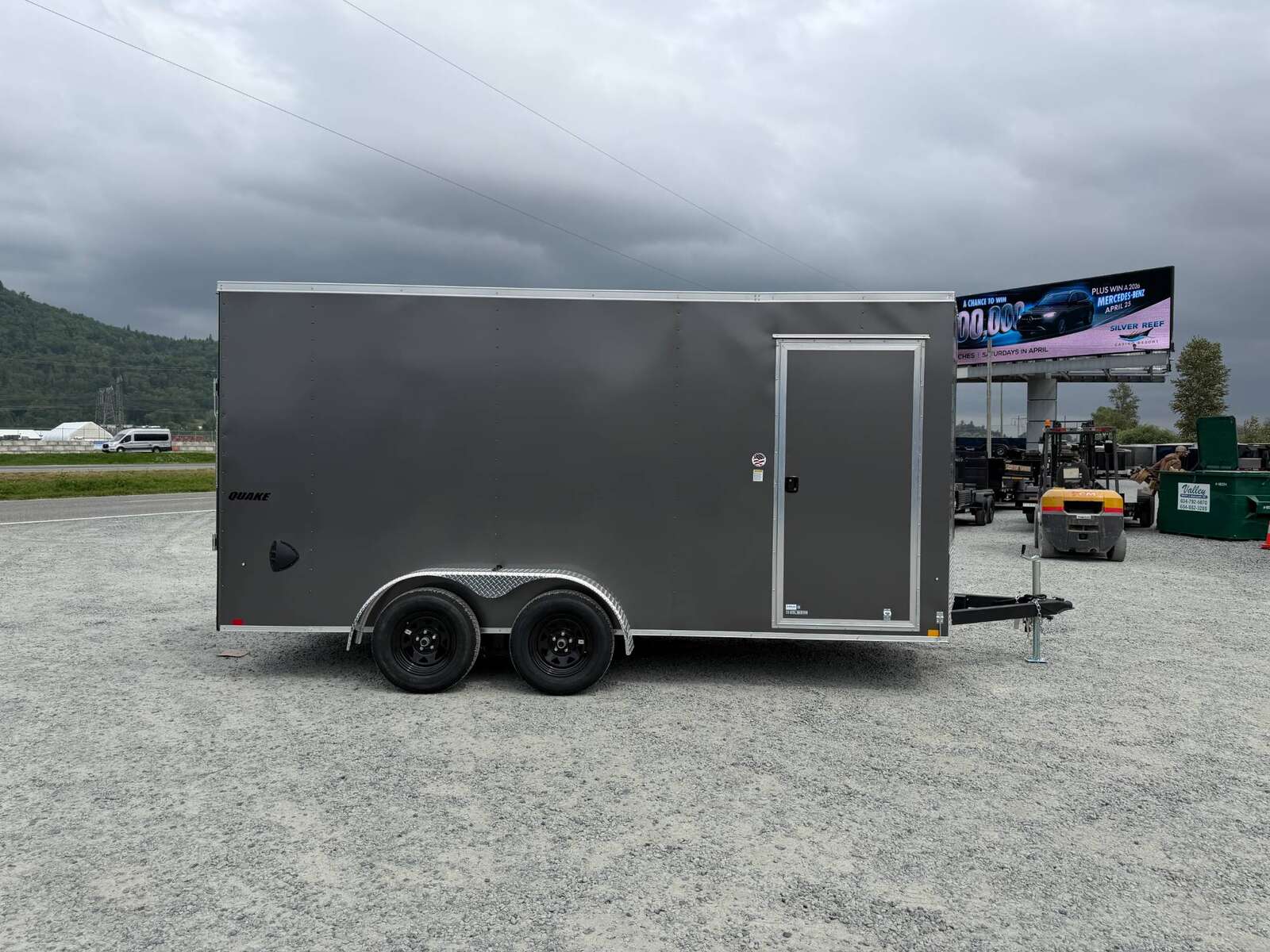 Photo of 2026 Impact Quake 7X16 V-Nose Ramp Door Cargo / Enclosed Trailer Extra Height Charcoal Grey 7000lb GVW