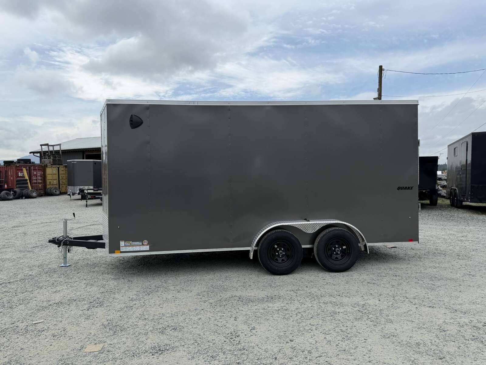Photo of 2026 Impact Quake 7X16 V-Nose Ramp Door Cargo / Enclosed Trailer Extra Height Charcoal Grey 7000lb GVW