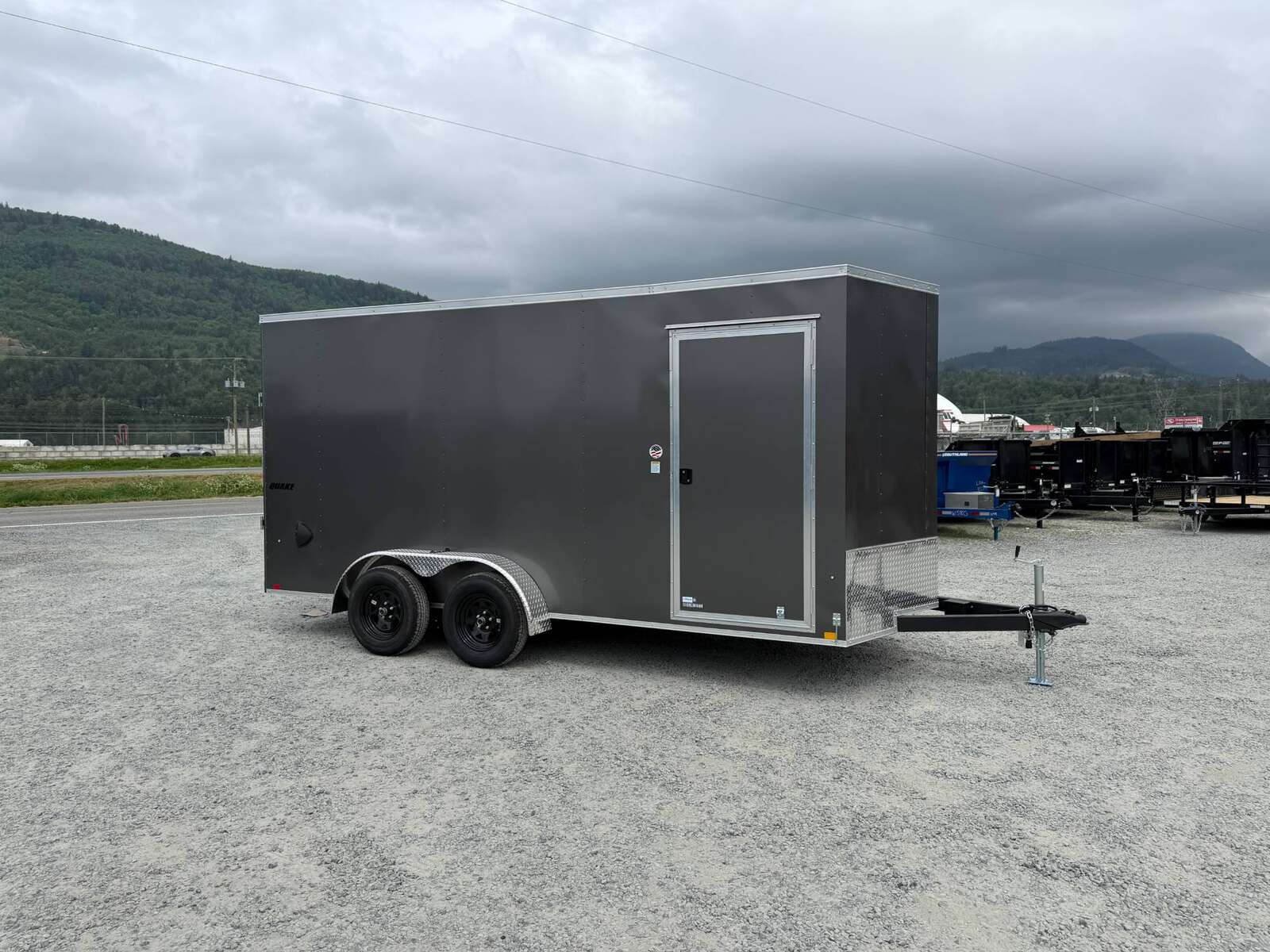 Photo of 2026 Impact Quake 7X16 V-Nose Ramp Door Cargo / Enclosed Trailer Extra Height Charcoal Grey 7000lb GVW