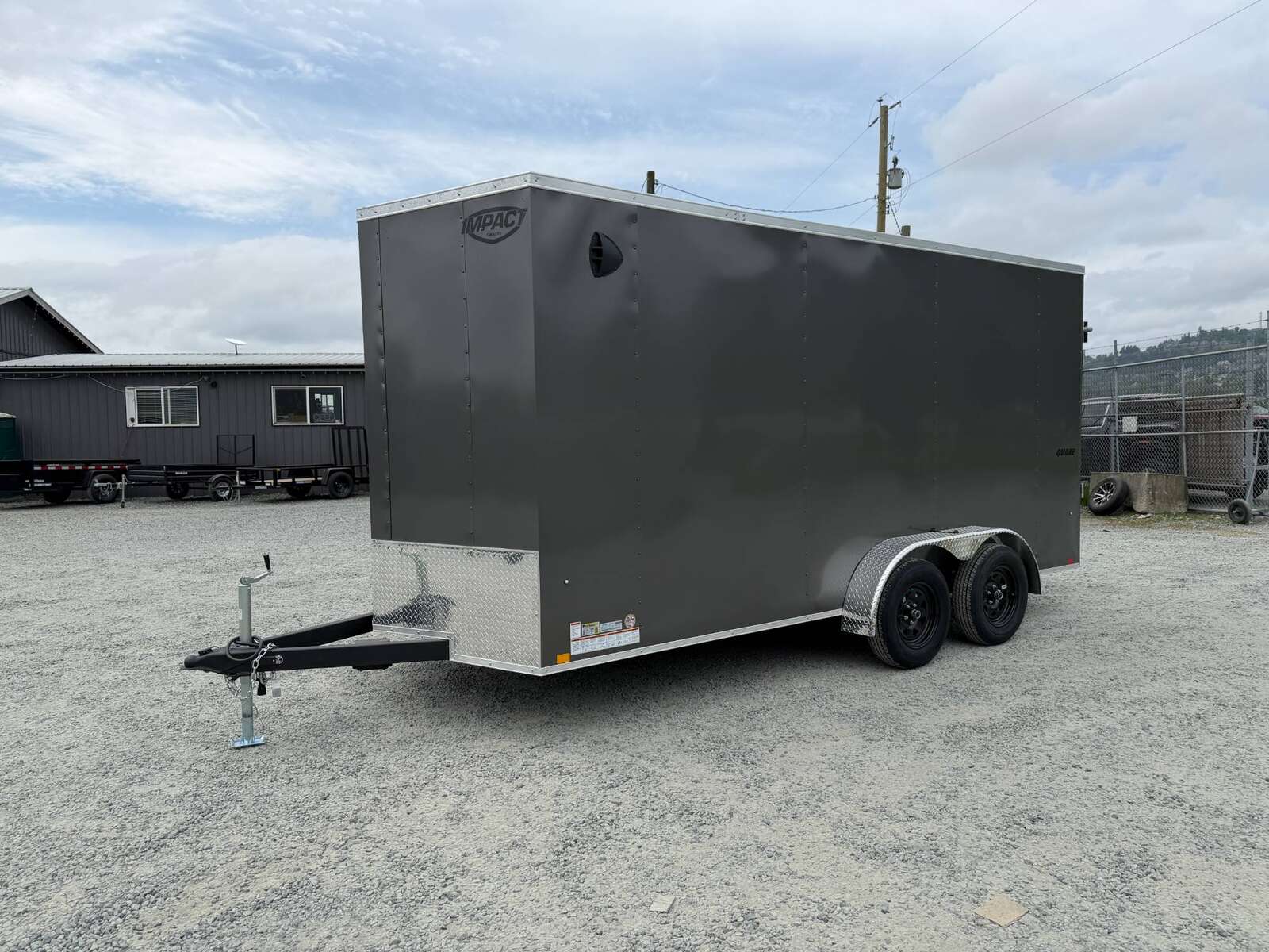 Photo of 2026 Impact Quake 7X16 V-Nose Ramp Door Cargo / Enclosed Trailer Extra Height Charcoal Grey 7000lb GVW