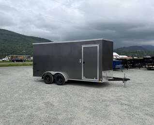 Thumbnail Photo of 2026 Impact Quake 7X16 V-Nose Ramp Door Cargo / Enclosed Trailer Extra Height Charcoal Grey 7000lb GVW