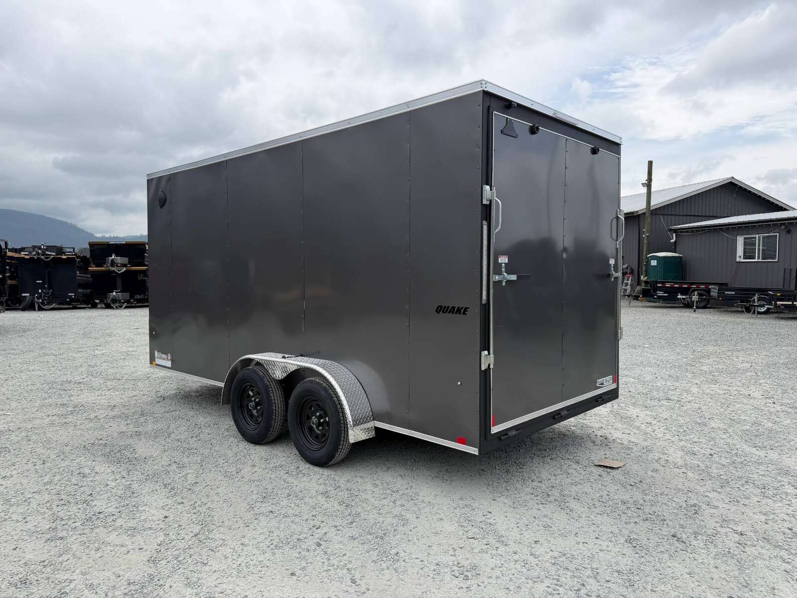 Photo of 2026 Impact Quake 7X16 V-Nose Ramp Door Cargo / Enclosed Trailer Extra Height Charcoal Grey 7000lb GVW