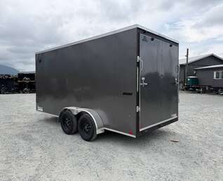 Thumbnail Photo of 2026 Impact Quake 7X16 V-Nose Ramp Door Cargo / Enclosed Trailer Extra Height Charcoal Grey 7000lb GVW