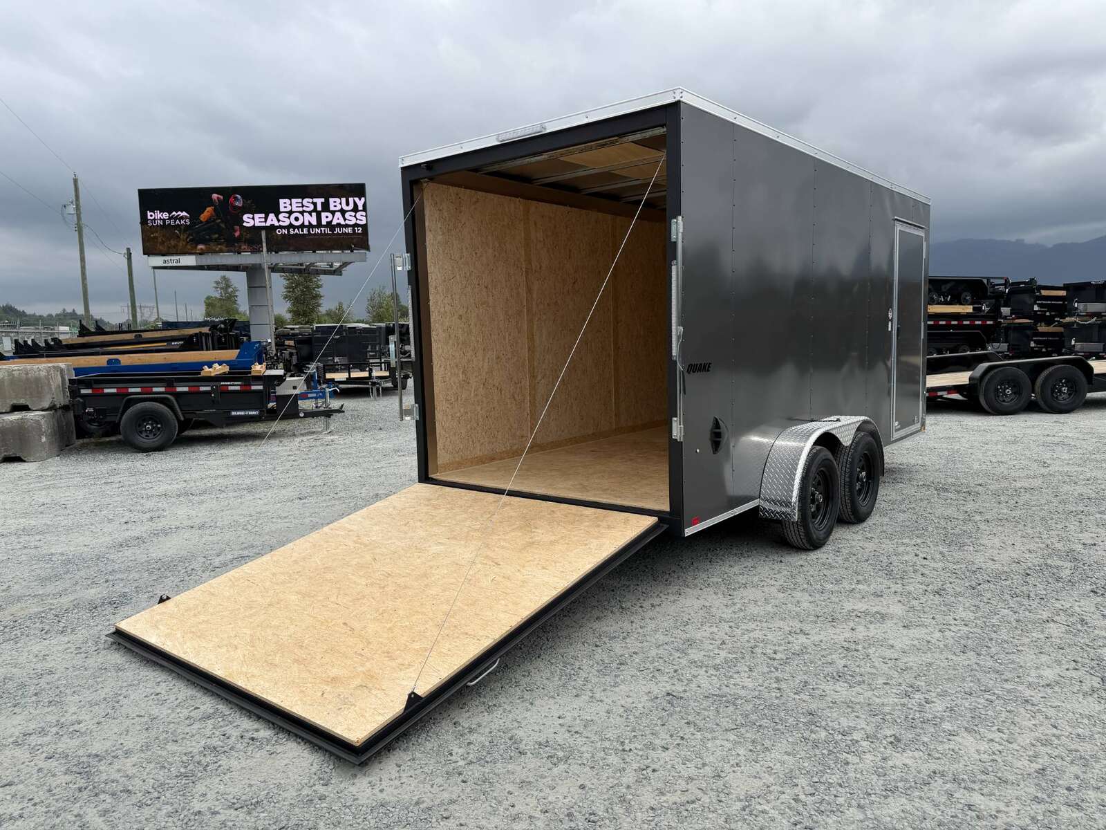 Photo of 2026 Impact Quake 7X16 V-Nose Ramp Door Cargo / Enclosed Trailer Extra Height Charcoal Grey 7000lb GVW