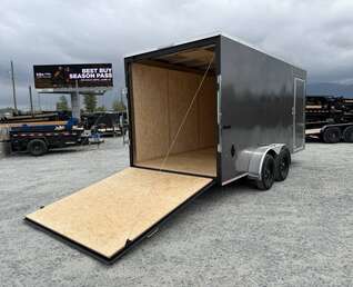 Thumbnail Photo of 2026 Impact Quake 7X16 V-Nose Ramp Door Cargo / Enclosed Trailer Extra Height Charcoal Grey 7000lb GVW
