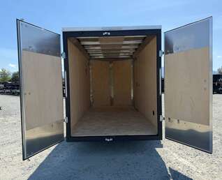 Thumbnail Photo of 2026 Impact Quake 6x12 V Nose Cargo / Enclosed Trailer Black Barn Doors Extra Height 2990lb GVW