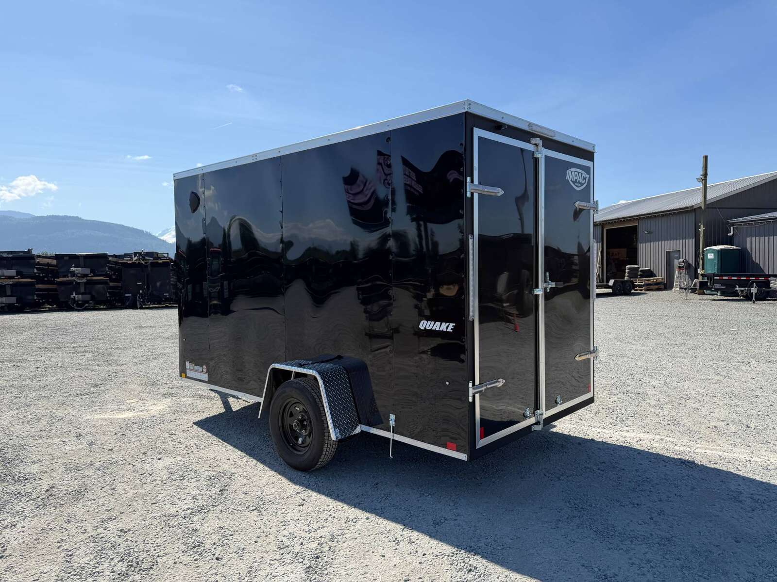 Photo of 2026 Impact Quake 6x12 V Nose Cargo / Enclosed Trailer Black Barn Doors Extra Height 2990lb GVW