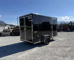 Thumbnail Photo of 2026 Impact Quake 6x12 V Nose Cargo / Enclosed Trailer Black Barn Doors Extra Height 2990lb GVW