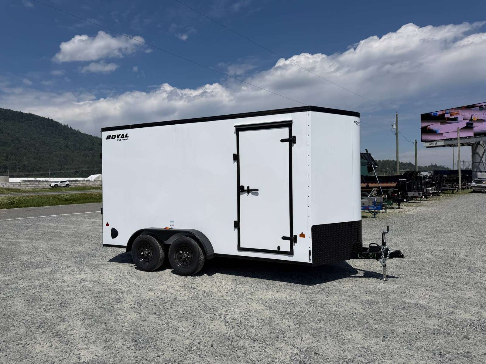 Photo of 2026 Royal 7x14 V Nose Cargo / Enclosed Trailer Extra Height Ramp Door White w/ Blackout Trim Package 7700lb GVW (GSR)
