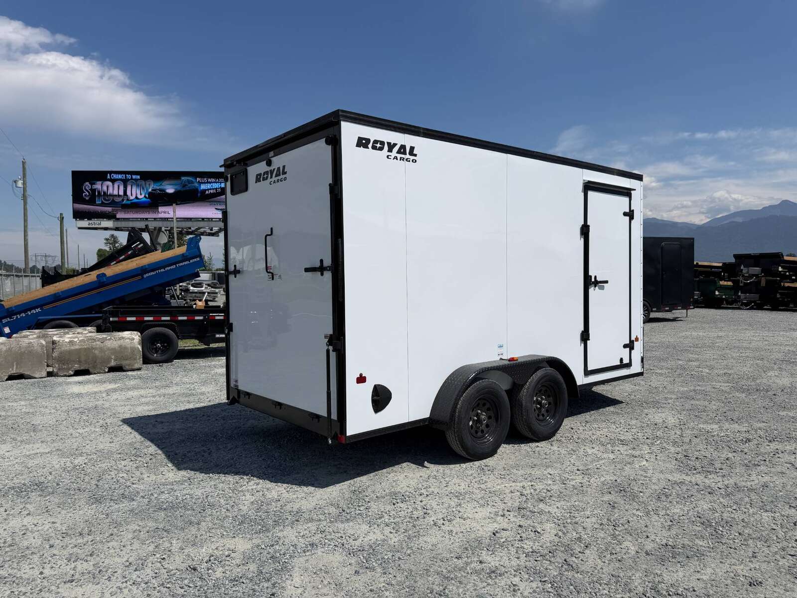 Photo of 2026 Royal 7x14 V Nose Cargo / Enclosed Trailer Extra Height Ramp Door White w/ Blackout Trim Package 7700lb GVW (GSR)