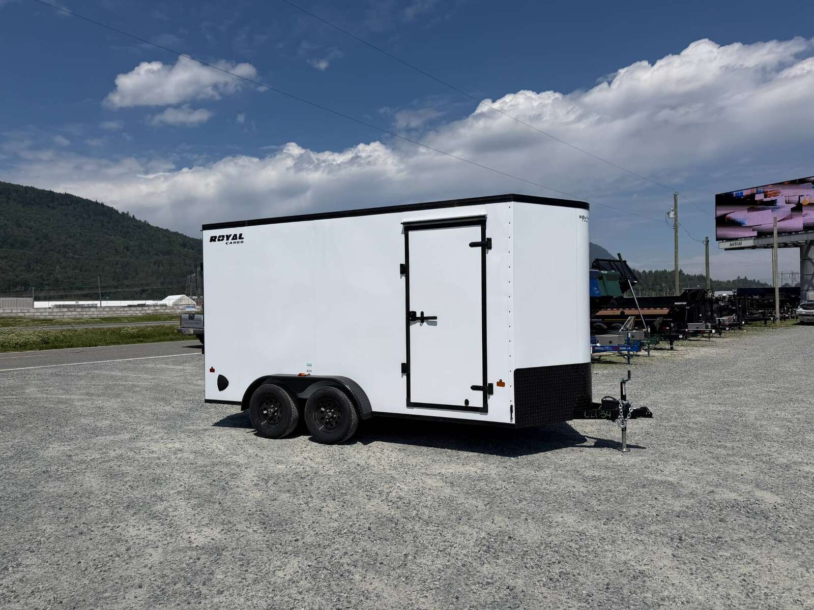 Photo of 2026 Royal 7x14 V Nose Cargo / Enclosed Trailer Extra Height Ramp Door White w/ Blackout Trim Package 7700lb GVW (GSR)