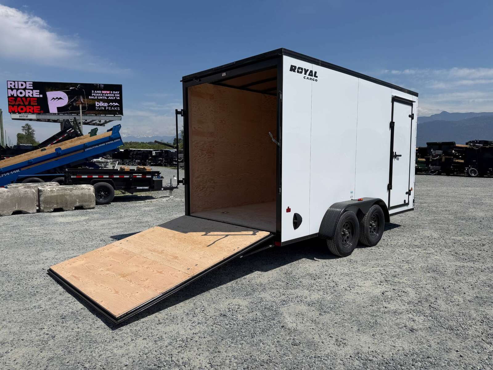 Photo of 2026 Royal 7x14 V Nose Cargo / Enclosed Trailer Extra Height Ramp Door White w/ Blackout Trim Package 7700lb GVW (GSR)