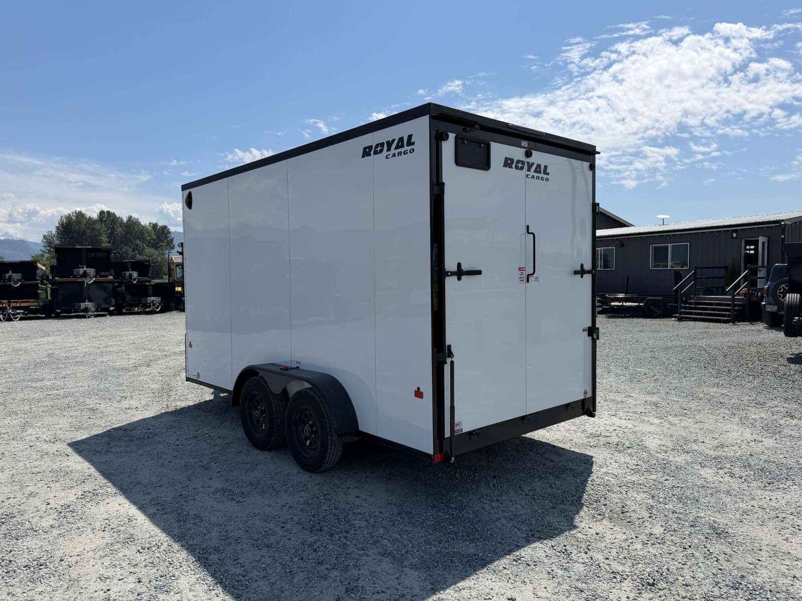 Photo of 2026 Royal 7x14 V Nose Cargo / Enclosed Trailer Extra Height Ramp Door White w/ Blackout Trim Package 7700lb GVW (GSR)