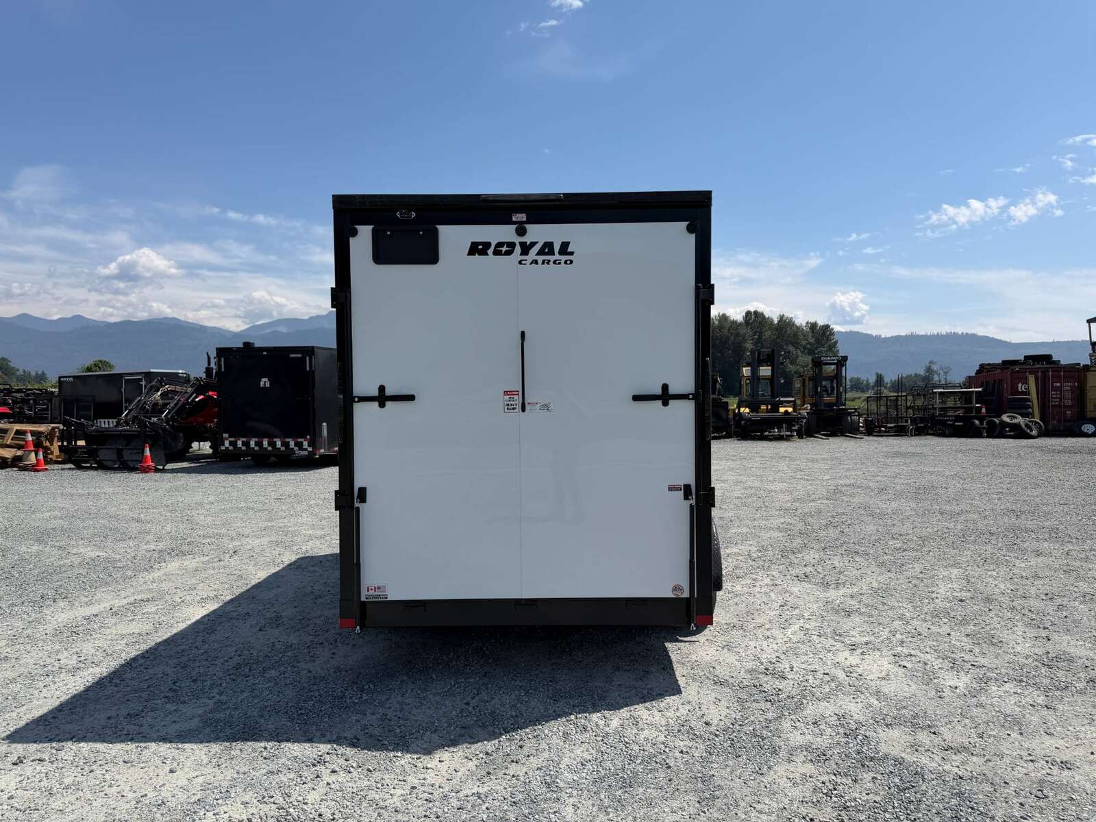 Photo of 2026 Royal 7x14 V Nose Cargo / Enclosed Trailer Extra Height Ramp Door White w/ Blackout Trim Package 7700lb GVW (GSR)