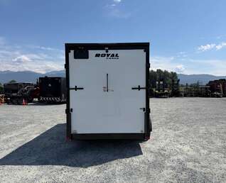 Thumbnail Photo of 2026 Royal 7x14 V Nose Cargo / Enclosed Trailer Extra Height Ramp Door White w/ Blackout Trim Package 7700lb GVW (GSR)