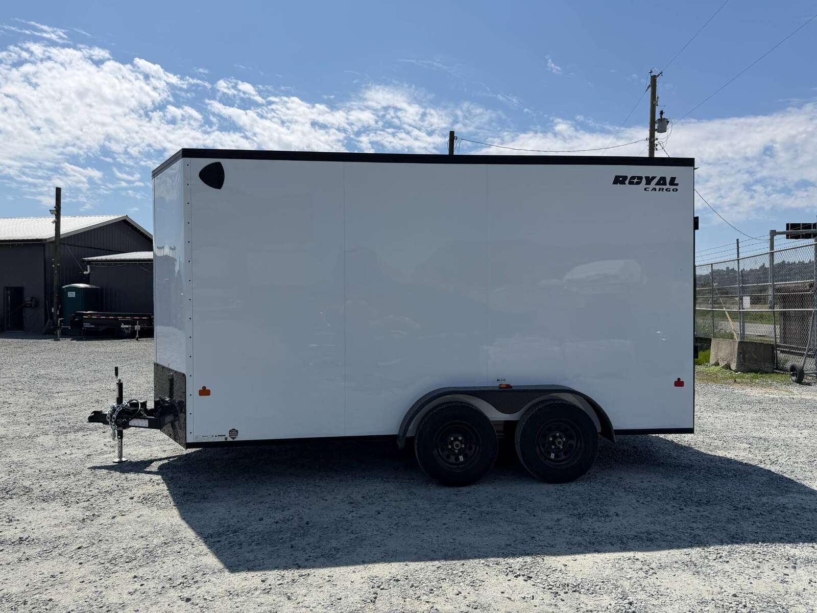 Photo of 2026 Royal 7x14 V Nose Cargo / Enclosed Trailer Extra Height Ramp Door White w/ Blackout Trim Package 7700lb GVW (GSR)
