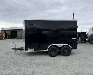 Thumbnail Photo of 2026 Impact Quake 6x12 V Nose Cargo / Enclosed Trailer Tandem Axle Black Barn Doors Extra Height 7000lb GVW